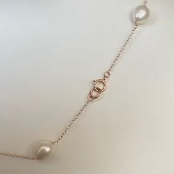 14K ROSE Gold Filled AAA White Pearl Necklace - 17 1/2 Inches Long - Picture 5 of 9